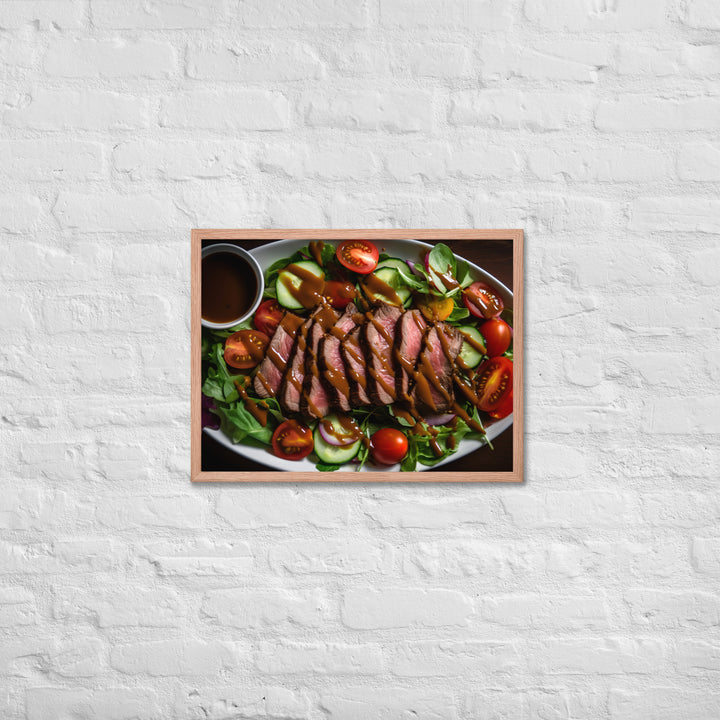 Sirloin Steak Salad with Balsamic Vinaigrette Framed poster 🤤 from Yumify.AI