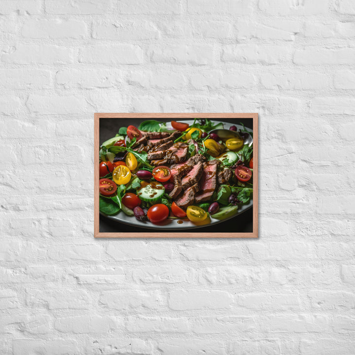 Sirloin Steak Salad with Balsamic Vinaigrette Framed poster 🤤 from Yumify.AI