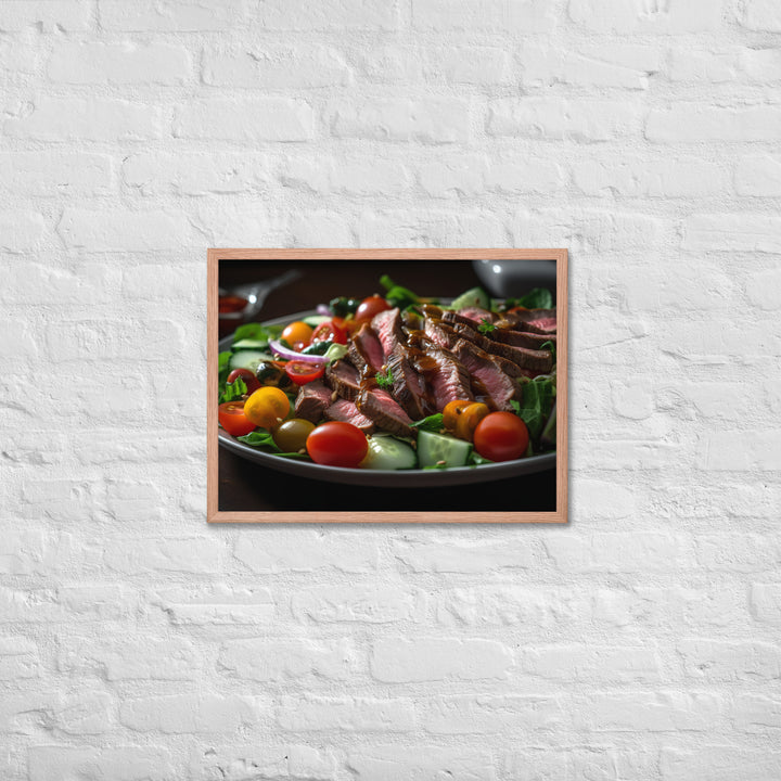 Sirloin Steak Salad with Balsamic Vinaigrette Framed poster 🤤 from Yumify.AI