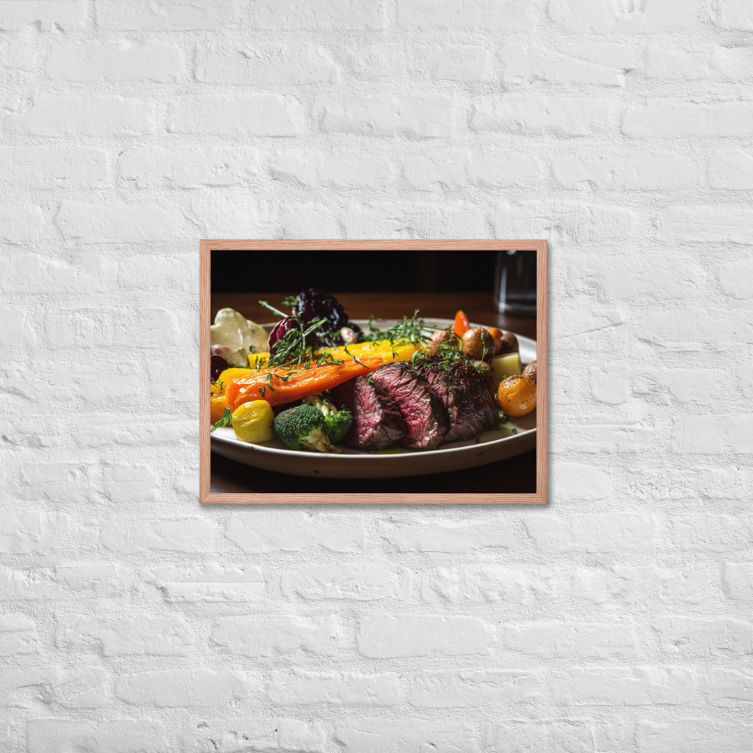 Savory Hanger Steak with Garlic Butter Framed poster 🤤 from Yumify.AI