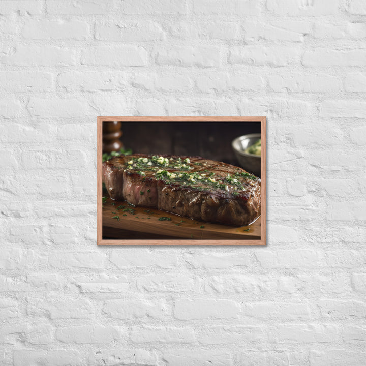 New York Strip Steak with Garlic Butter and Herbs Framed poster 🤤 from Yumify.AI