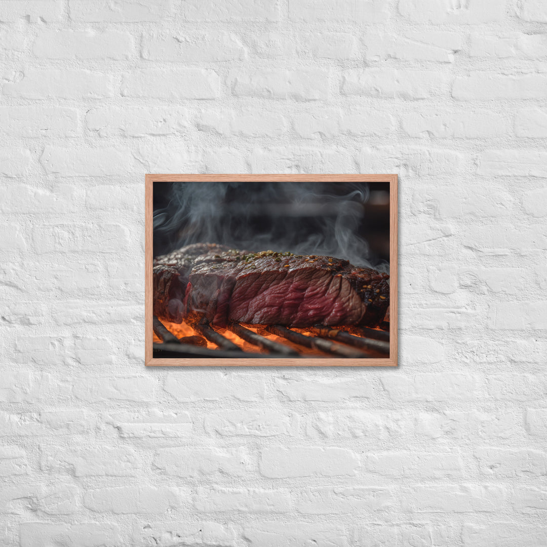 Juicy Hanger Steak on the Grill Framed poster 🤤 from Yumify.AI