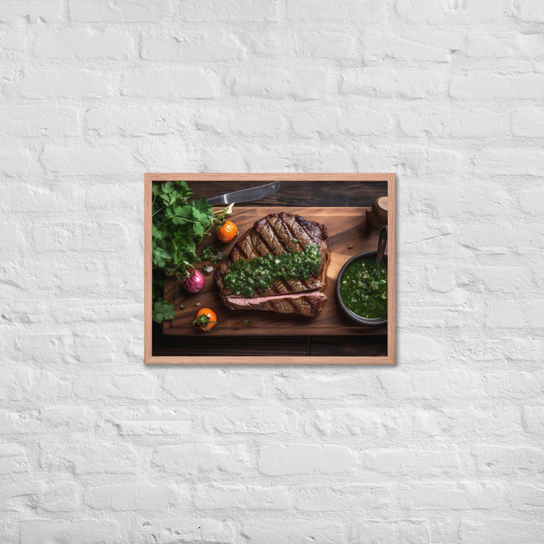 Grilled Sirloin with Chimichurri Sauce Framed poster 🤤 from Yumify.AI