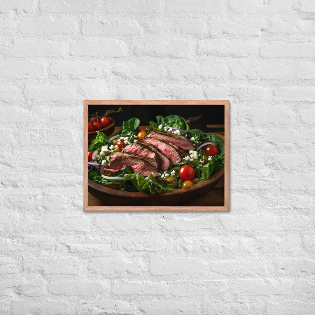 Flank Steak Salad with Fresh Greens Framed poster 🤤 from Yumify.AI