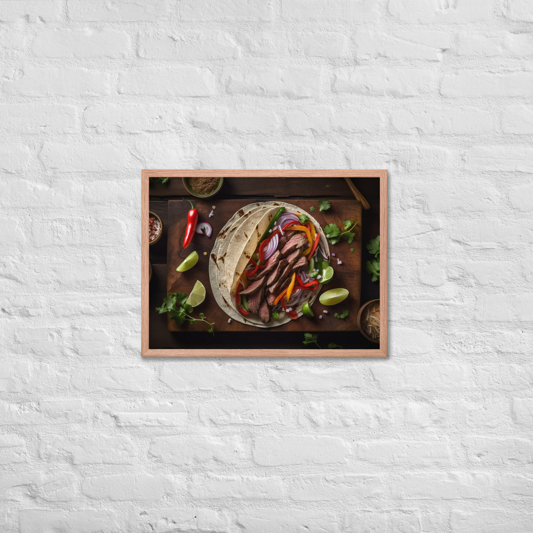 Flank Steak Fajitas with Fresh Veggies Framed poster 🤤 from Yumify.AI