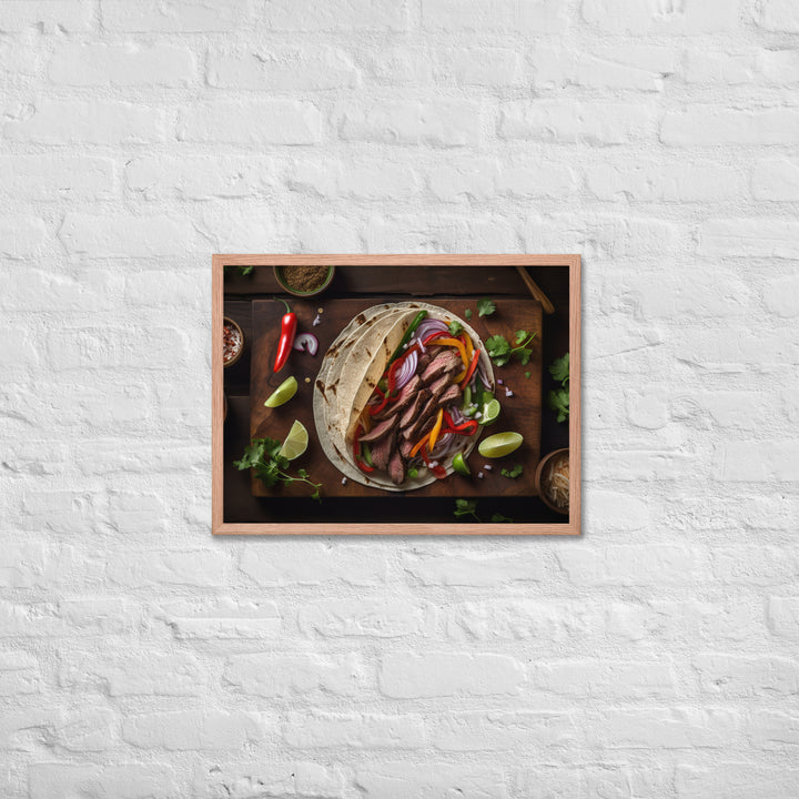 Flank Steak Fajitas with Fresh Veggies Framed poster 🤤 from Yumify.AI