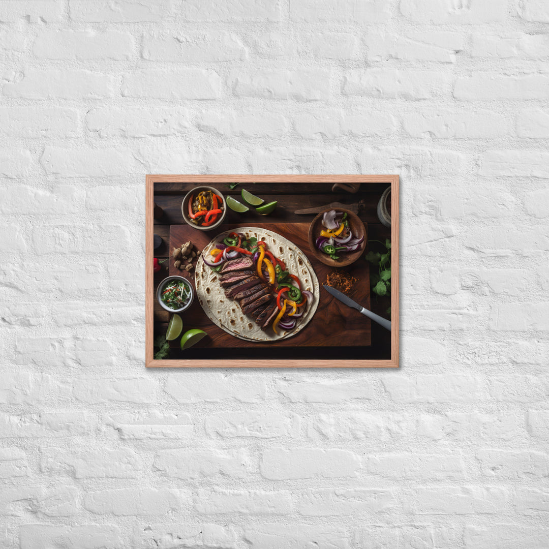 Flank Steak Fajitas with Fresh Veggies Framed poster 🤤 from Yumify.AI