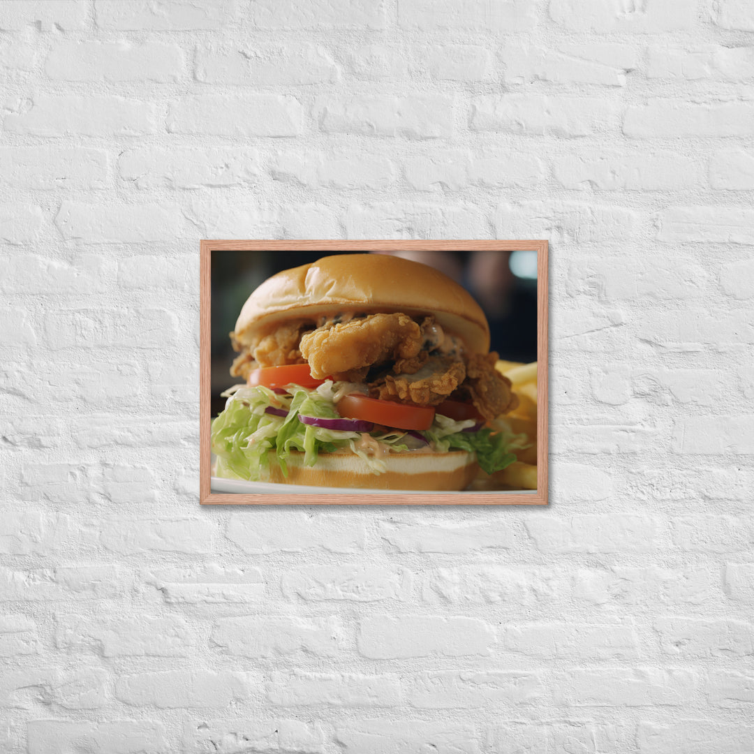 Pacific Oyster Po Boy Sandwich Framed poster 🤤 from Yumify.AI