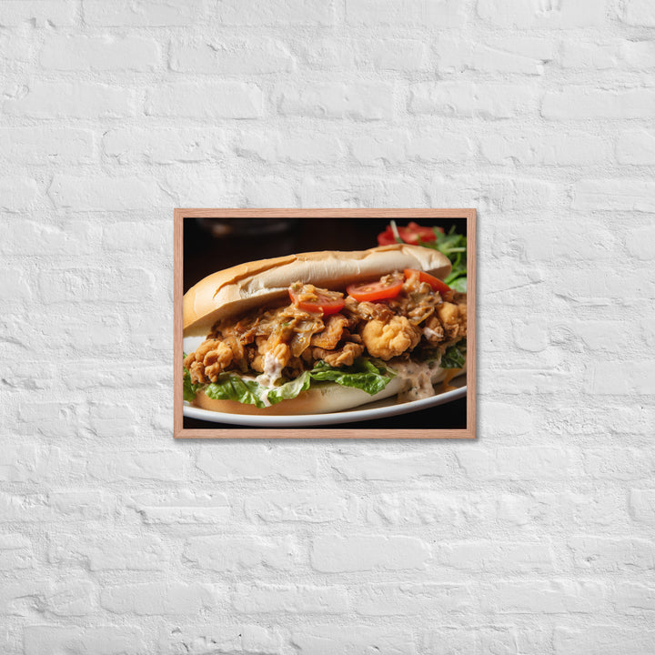 Pacific Oyster Po Boy Sandwich Framed poster 🤤 from Yumify.AI