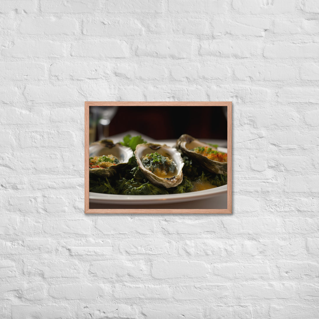 Malpeque Oysters Rockefeller Framed poster 🤤 from Yumify.AI