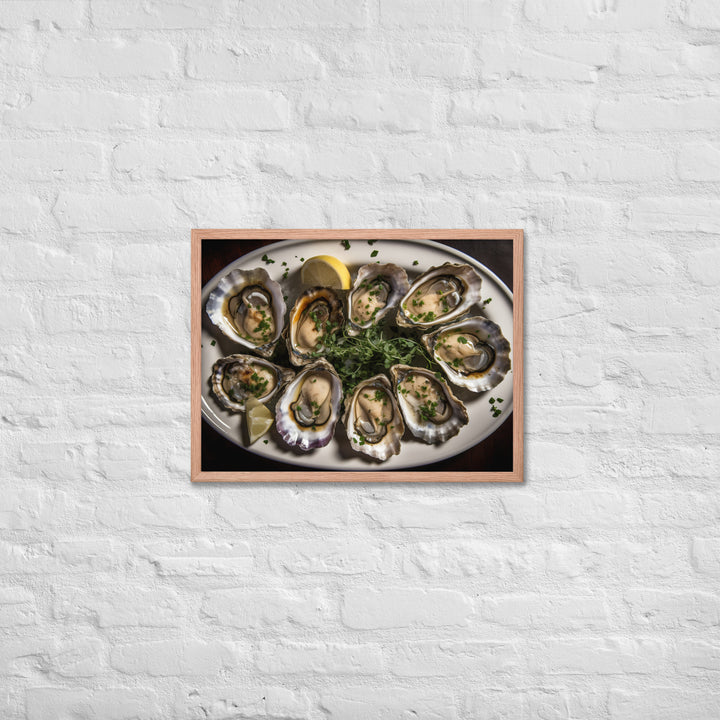 Grilled Wellfleet Oysters with Garlic Butter Framed poster 🤤 from Yumify.AI