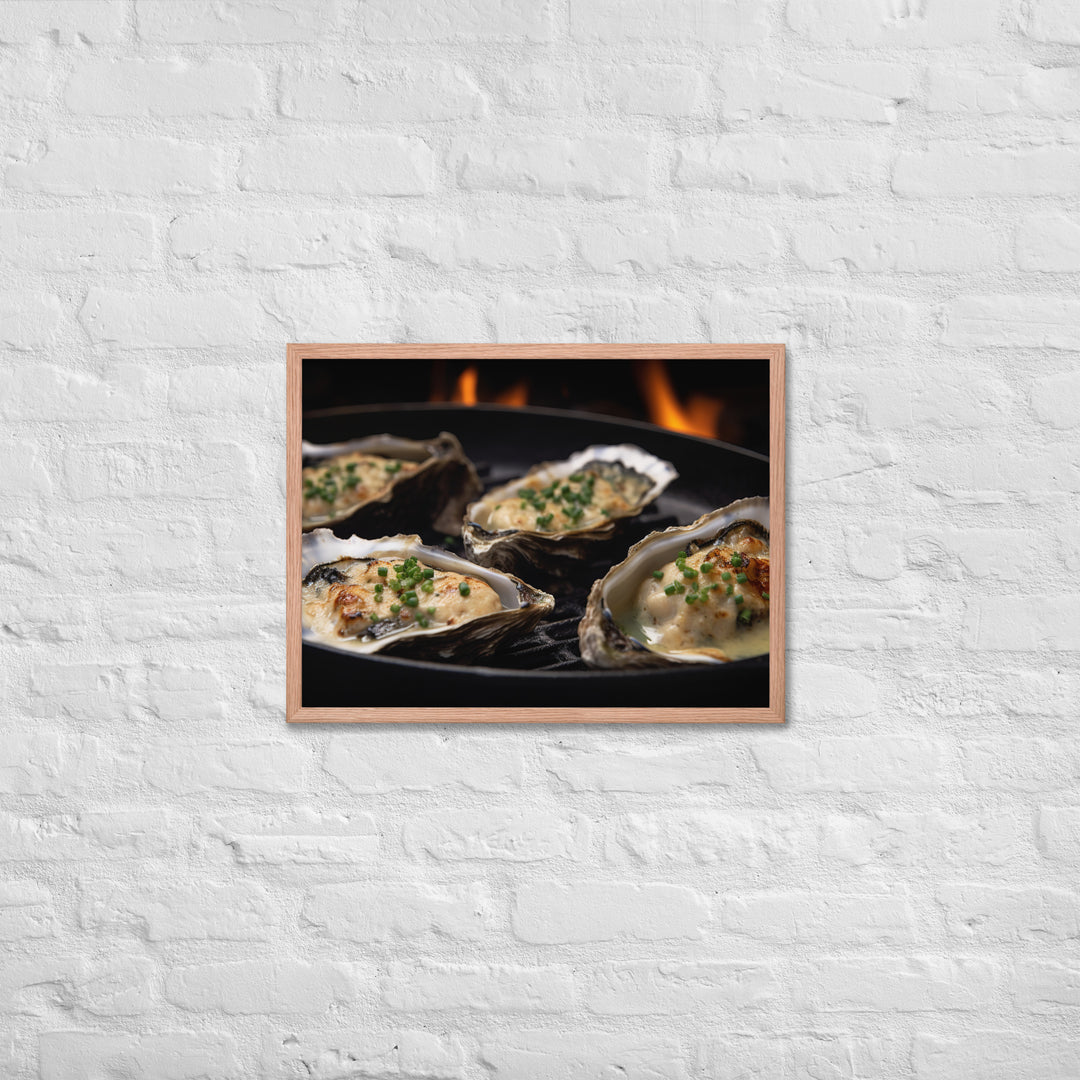 Grilled Pacific Oysters with Garlic and Butter Framed poster 🤤 from Yumify.AI