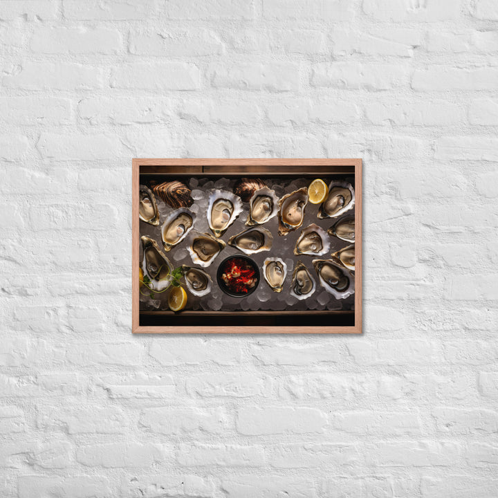 Freshly Shucked Sydney Rock Oysters on Ice Framed poster 🤤 from Yumify.AI