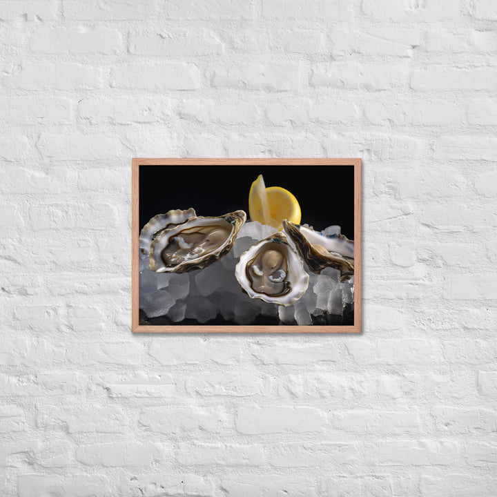 Freshly Shucked European Flat Oysters on Ice Framed poster 🤤 from Yumify.AI