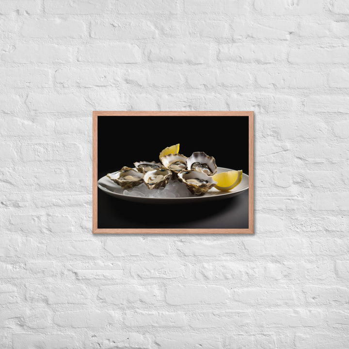 European Flat Oysters with a Splash of Lemon Framed poster 🤤 from Yumify.AI