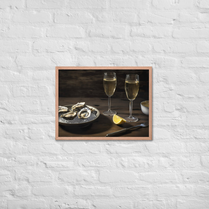 European Flat Oysters and Champagne Framed poster 🤤 from Yumify.AI