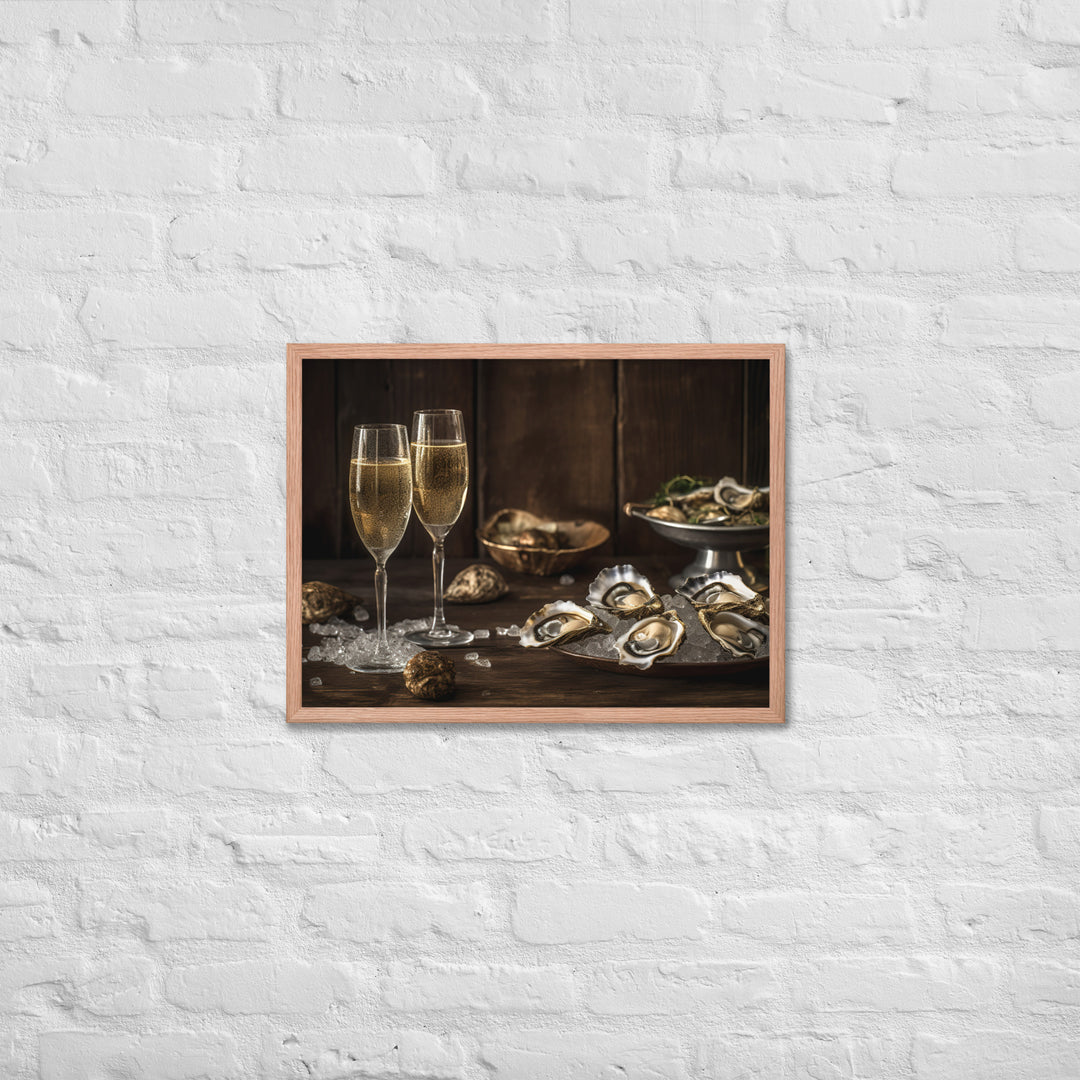 European Flat Oysters and Champagne Framed poster 🤤 from Yumify.AI