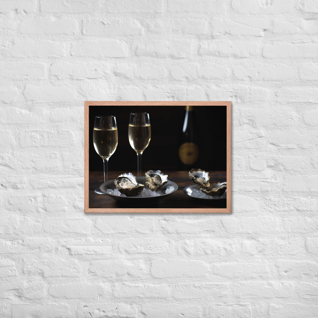 European Flat Oysters and Champagne Framed poster 🤤 from Yumify.AI