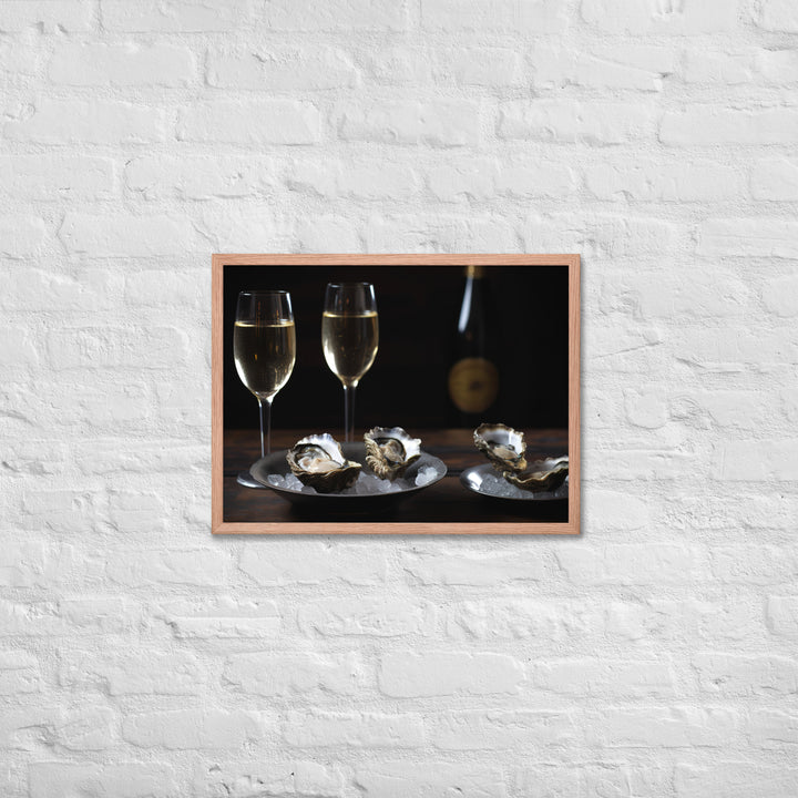 European Flat Oysters and Champagne Framed poster 🤤 from Yumify.AI