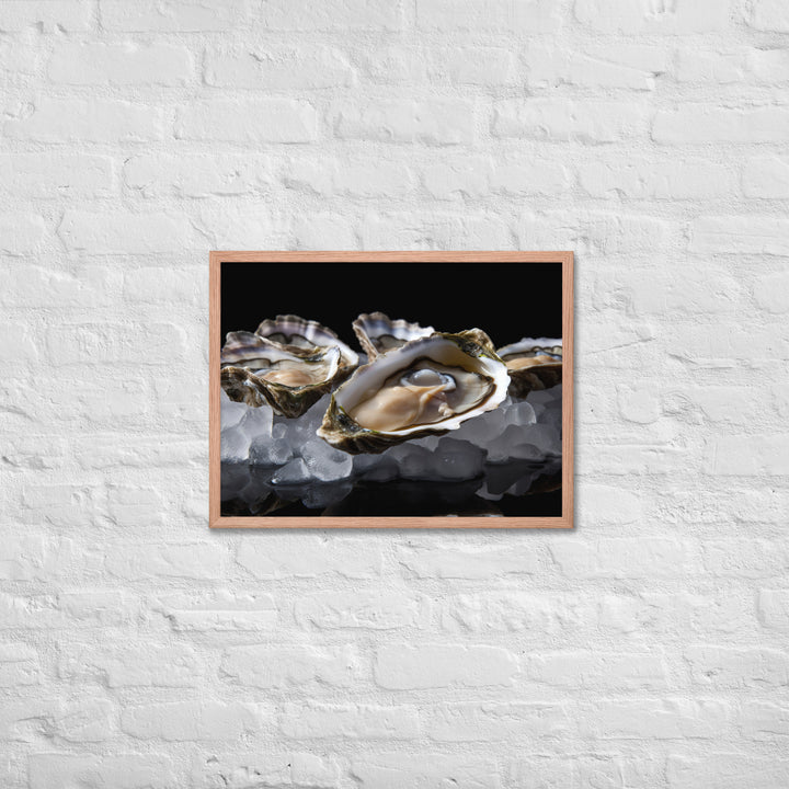 Delicate Olympia Oysters on the Half Shell Framed poster 🤤 from Yumify.AI