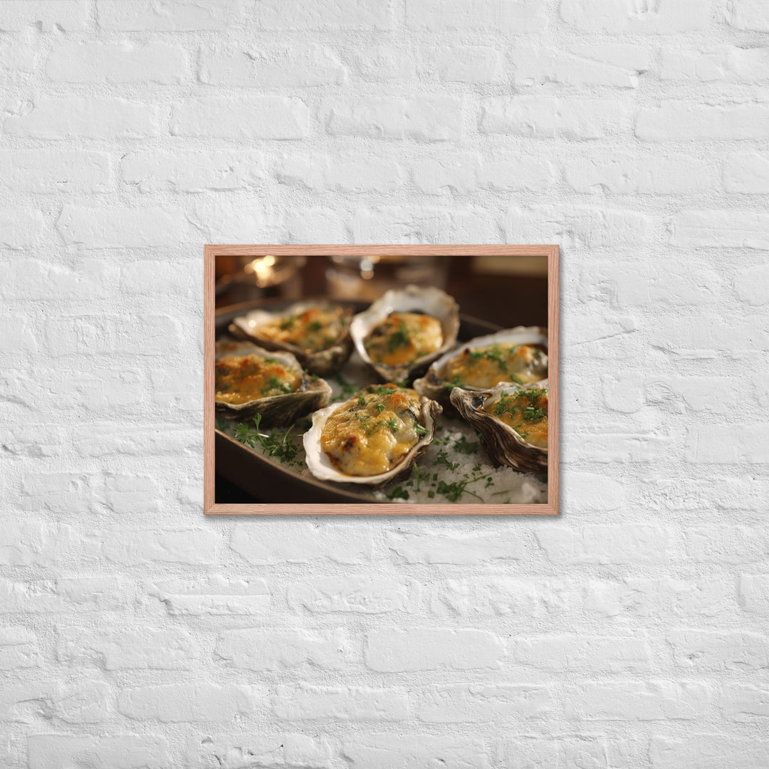 Baked Pacific Oysters with Cheese and Herbs Framed poster 🤤 from Yumify.AI