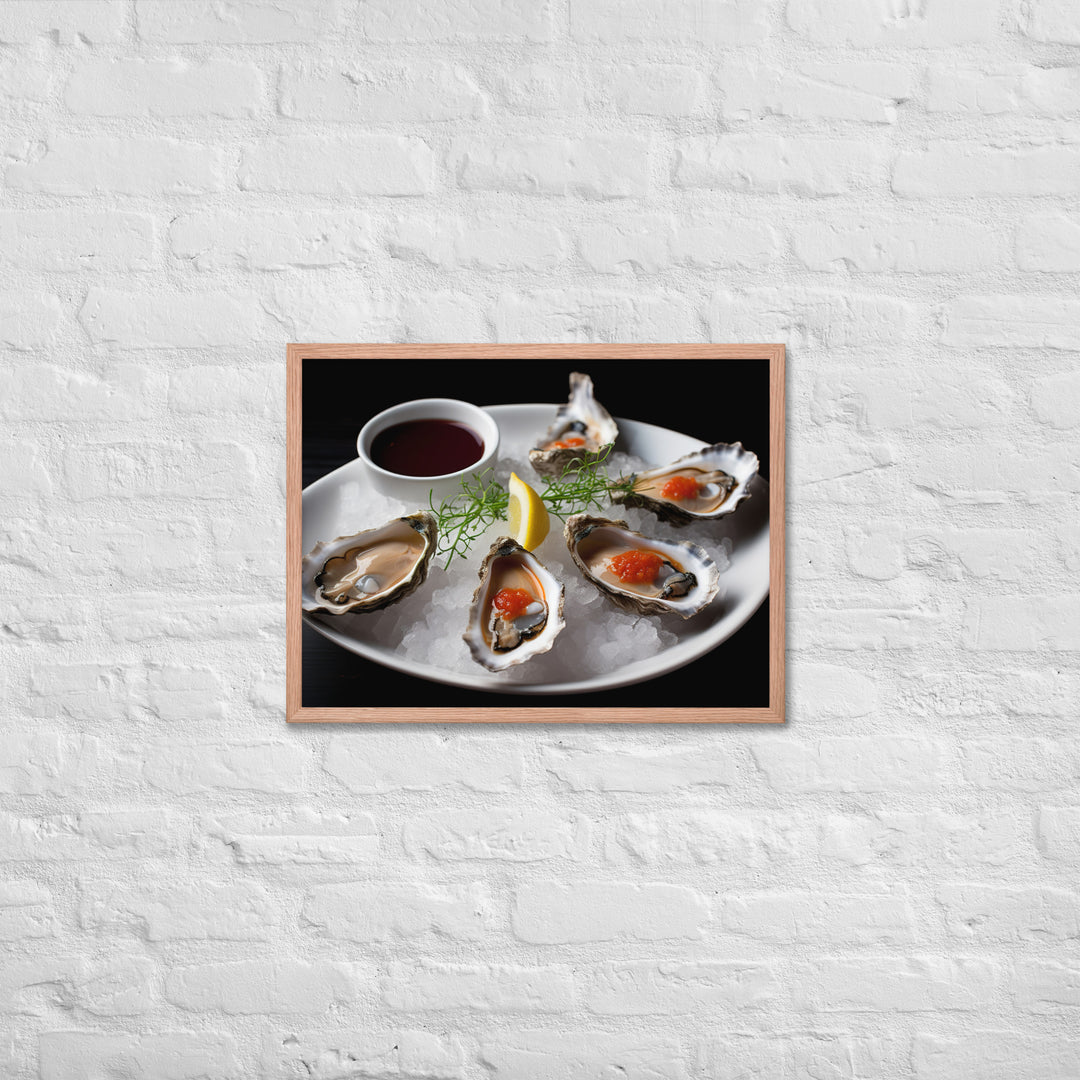 A Taste of the Pacific Fresh Kumamoto Oysters Framed poster 🤤 from Yumify.AI