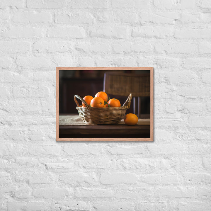 Oranges in a Wicker Basket Framed poster 🤤 from Yumify.AI