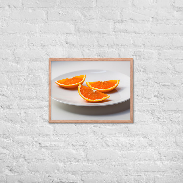 Orange Wedges on a White Plate Framed poster 🤤 from Yumify.AI