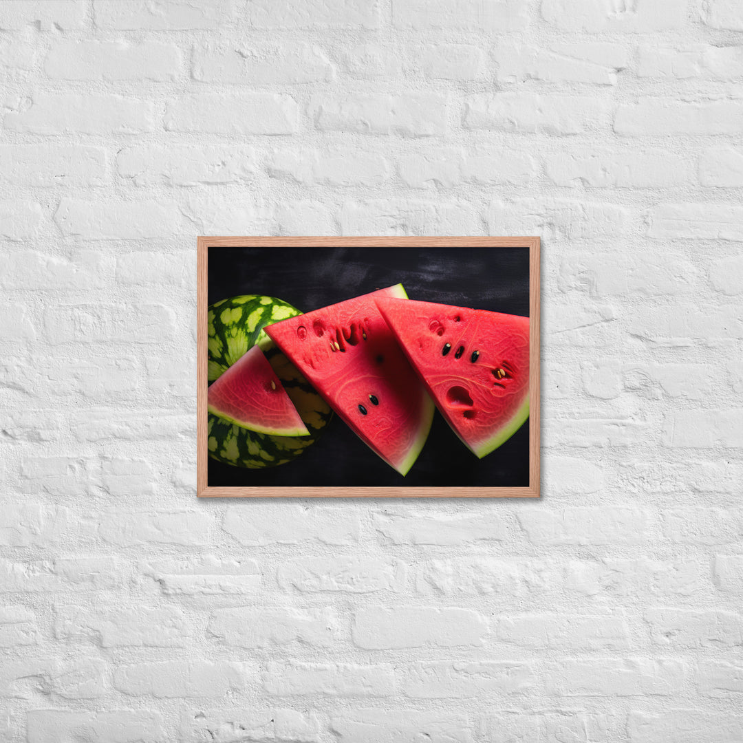 Sliced Watermelon Delight Framed poster 🤤 from Yumify.AI