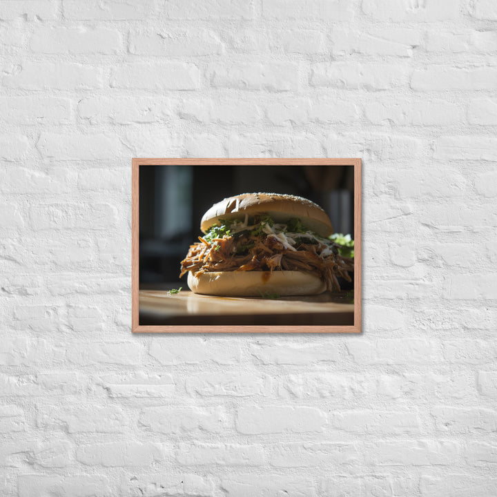 Juicy Pulled Pork Sandwich Framed poster 🤤 from Yumify.AI