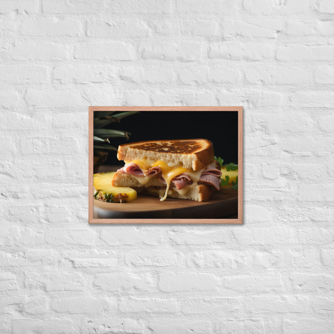 Hawaiian Grilled Cheese with Pineapple and Ham Framed poster 🤤 from Yumify.AI