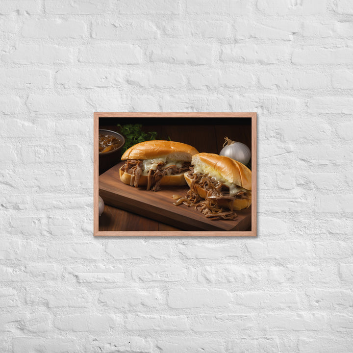French Dip Sandwich with Caramelized Onions Framed poster 🤤 from Yumify.AI