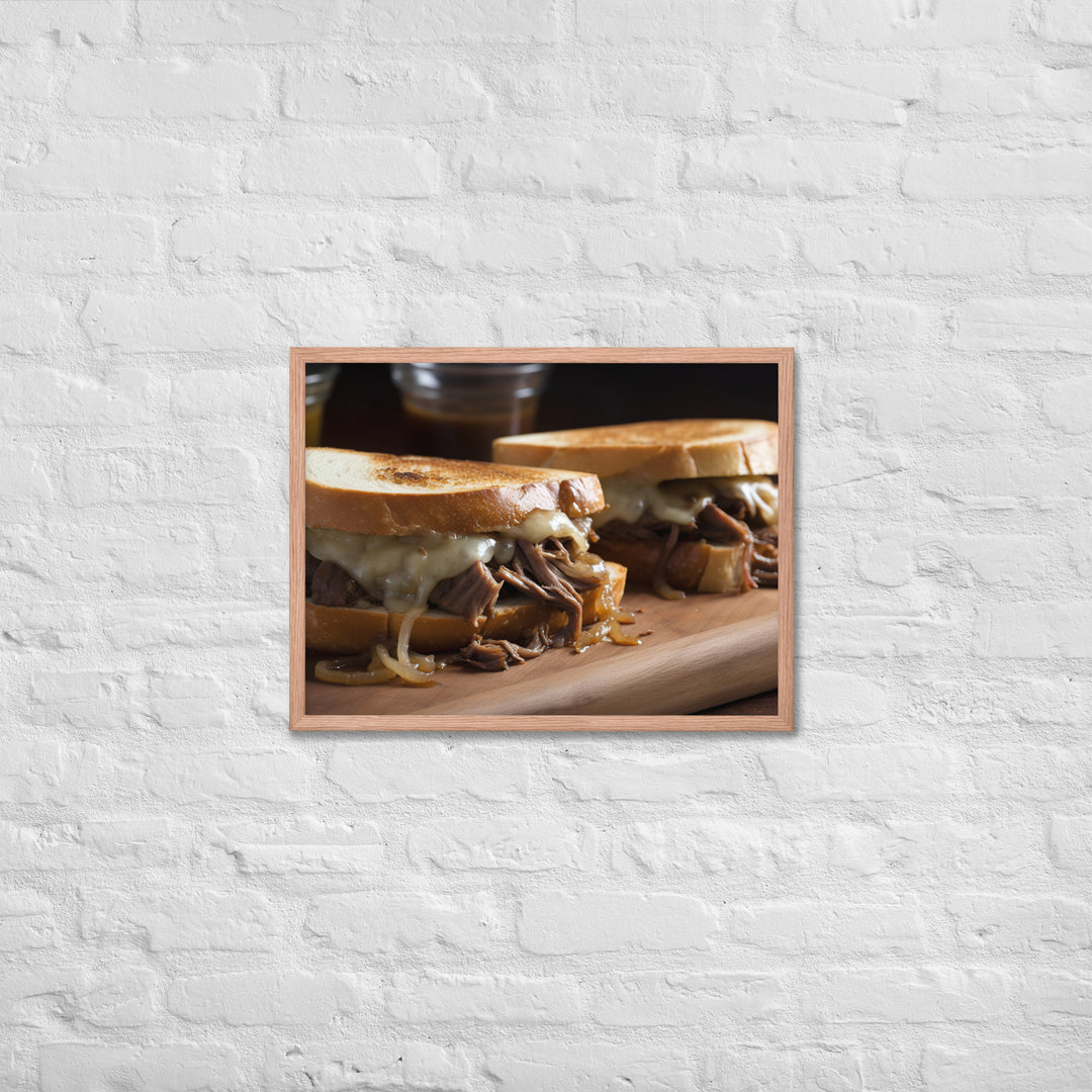 French Dip Sandwich with Caramelized Onions Framed poster 🤤 from Yumify.AI