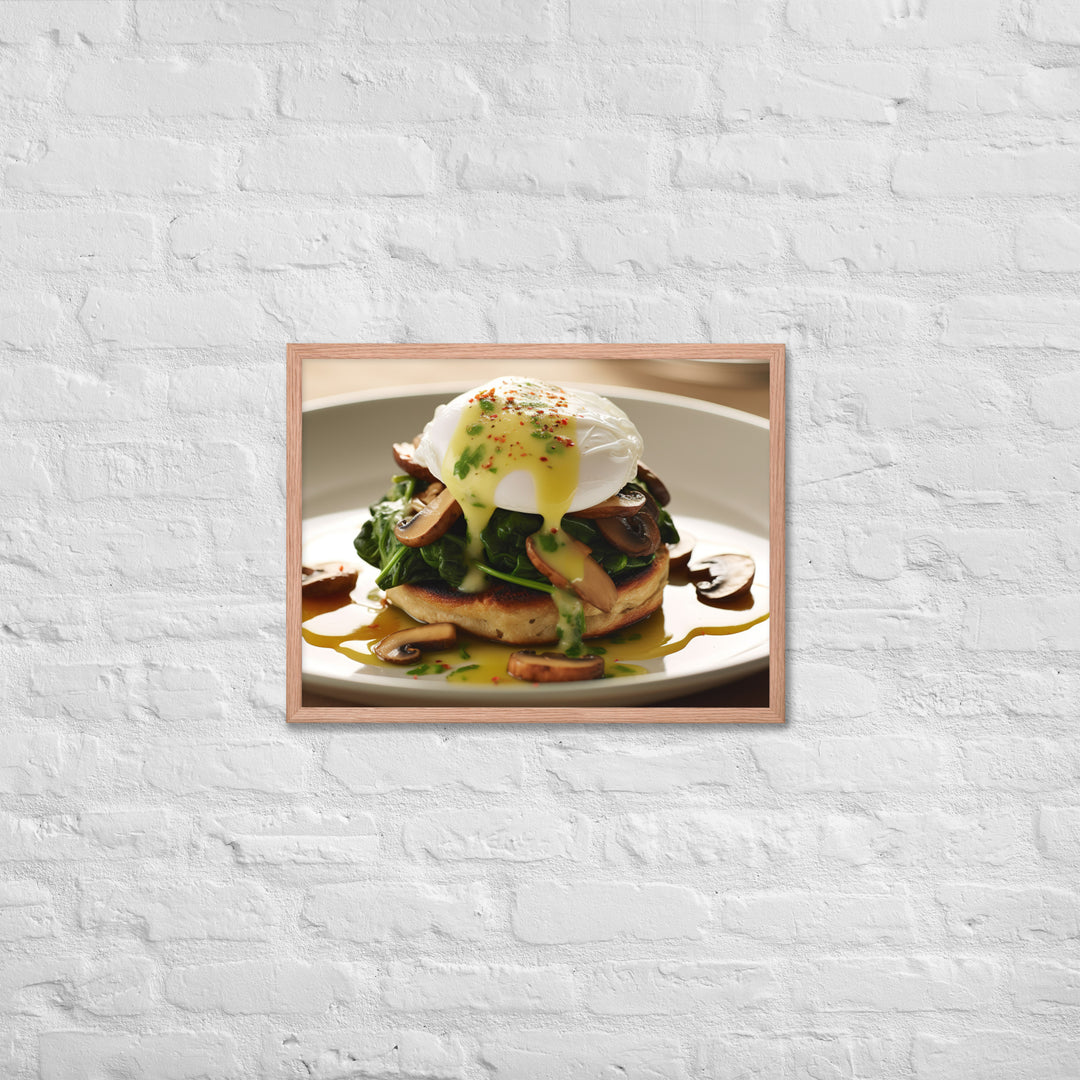 Spinach and Mushroom Eggs Benedict Framed poster 🤤 from Yumify.AI