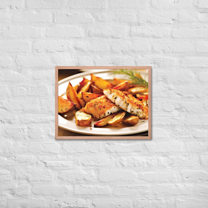 Oven Baked Fish and Wedges Framed poster 🤤 from Yumify.AI