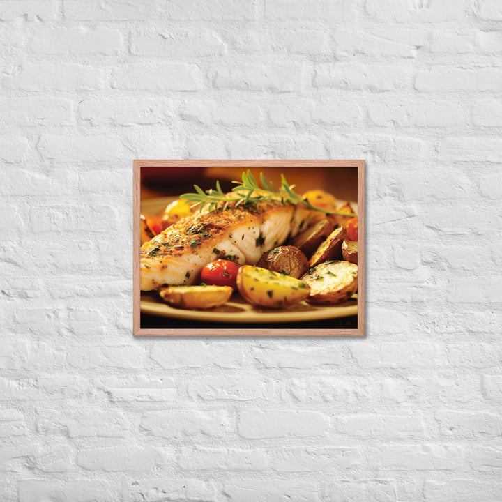 Oven Baked Fish and Wedges Framed poster 🤤 from Yumify.AI