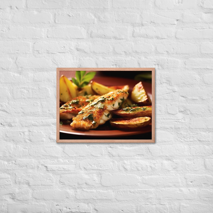 Oven Baked Fish and Wedges Framed poster 🤤 from Yumify.AI