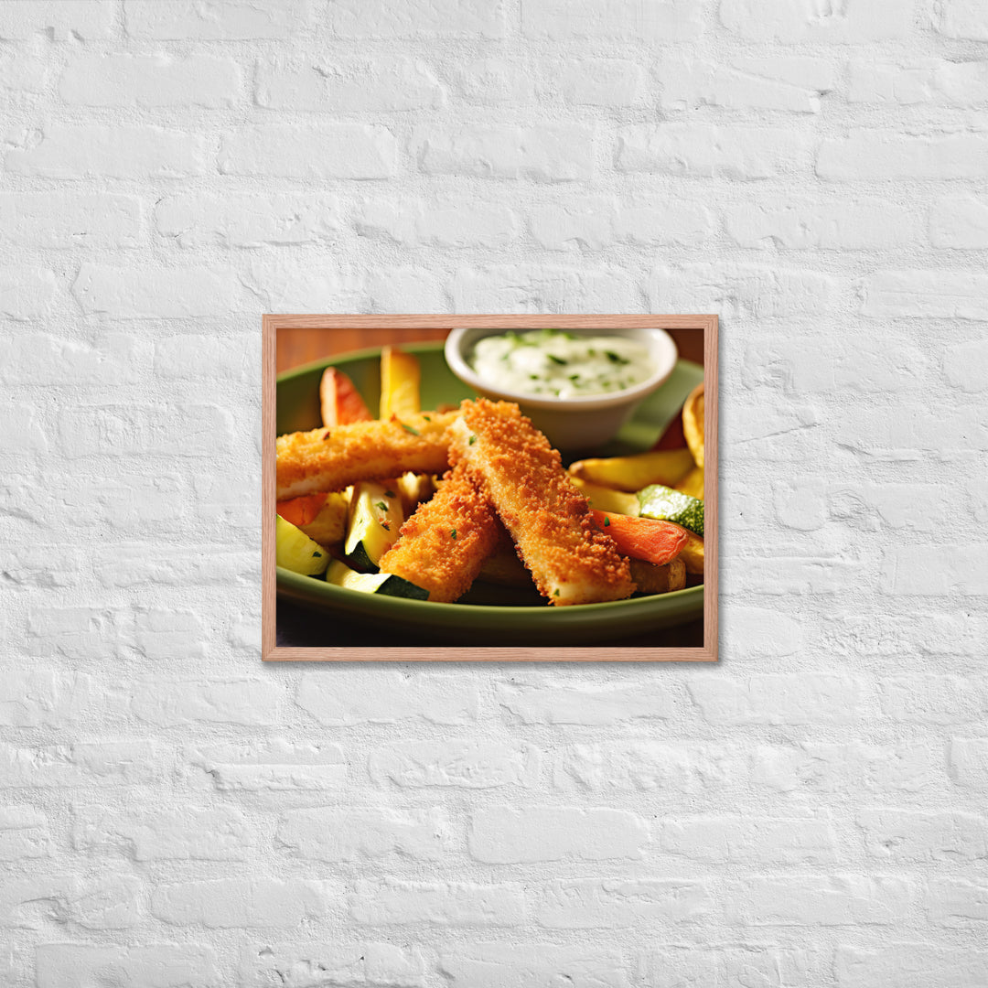 Fish and Zucchini Fries Framed poster 🤤 from Yumify.AI