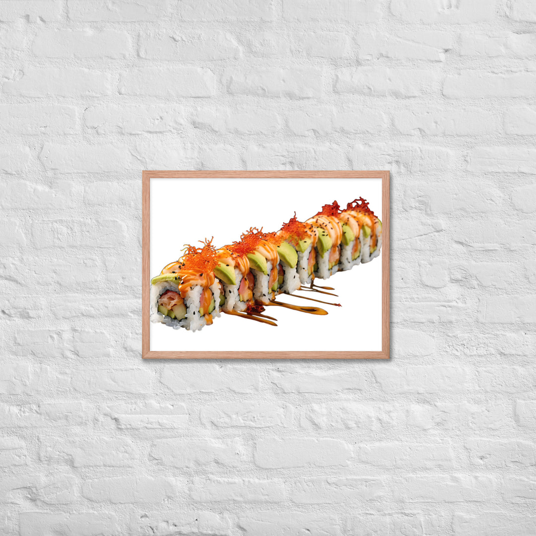 Vibrant Dragon Roll Sushi Framed Poster 🤤 from Yumify.AI