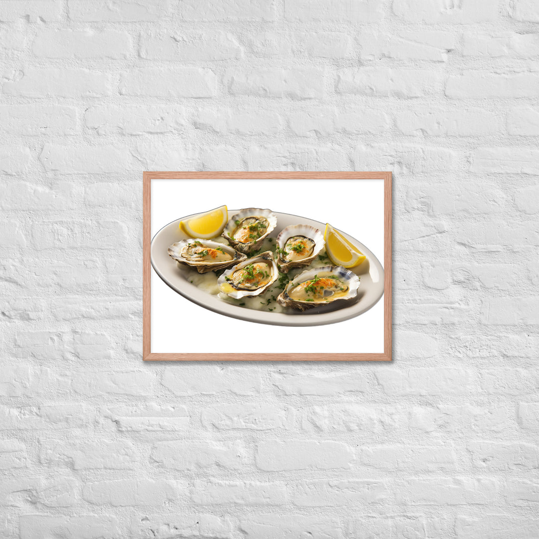 Grilled Oysters with Garlic Butter Framed poster 🤤 from Yumify.AI