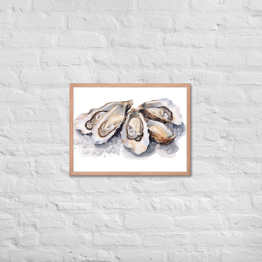 Fresh Raw Oysters Framed poster 🤤 from Yumify.AI