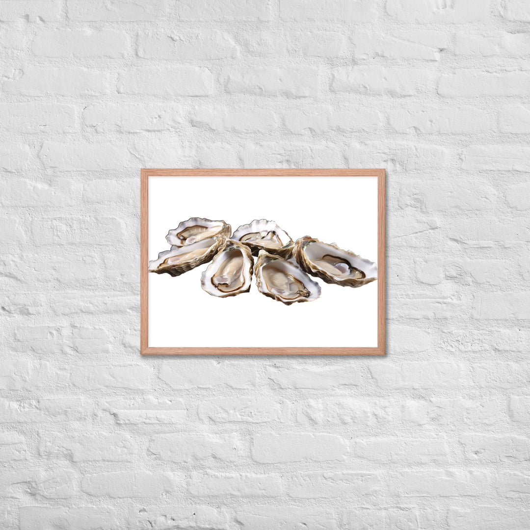 Fresh Raw Oysters Framed poster 🤤 from Yumify.AI