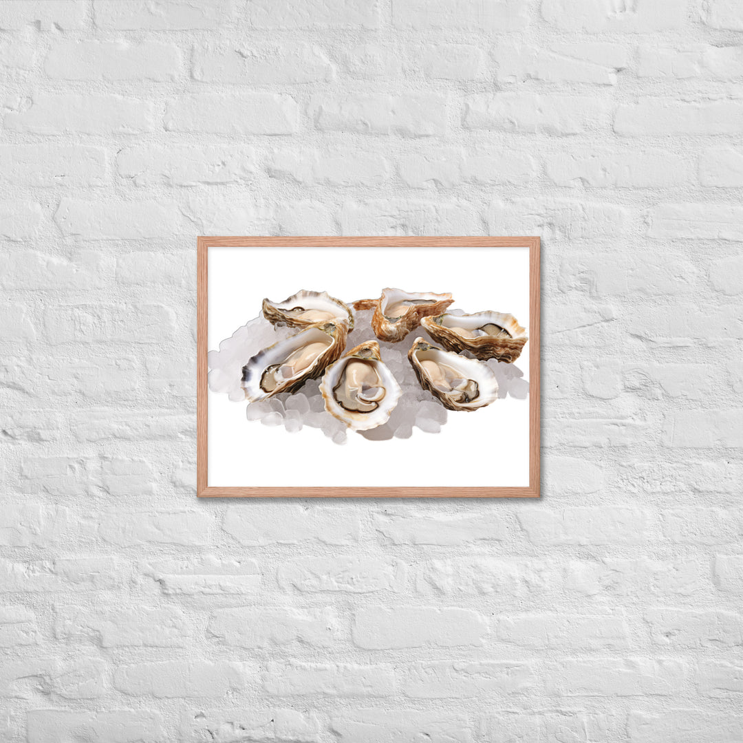 Fresh Raw Oysters Framed poster 🤤 from Yumify.AI