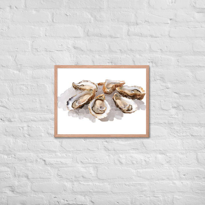 Fresh Raw Oysters Framed poster 🤤 from Yumify.AI