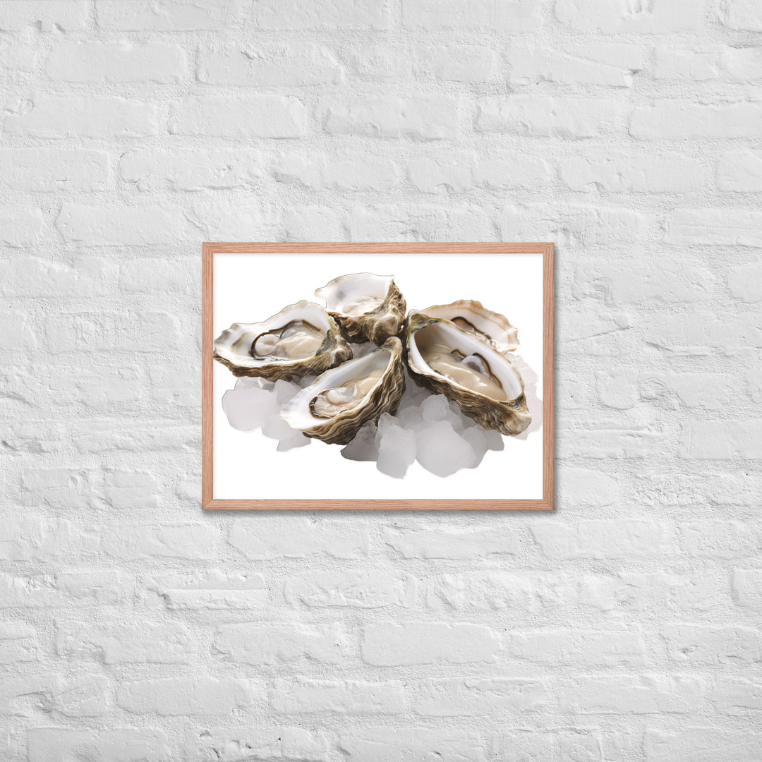 Fresh Raw Oysters Framed poster 🤤 from Yumify.AI