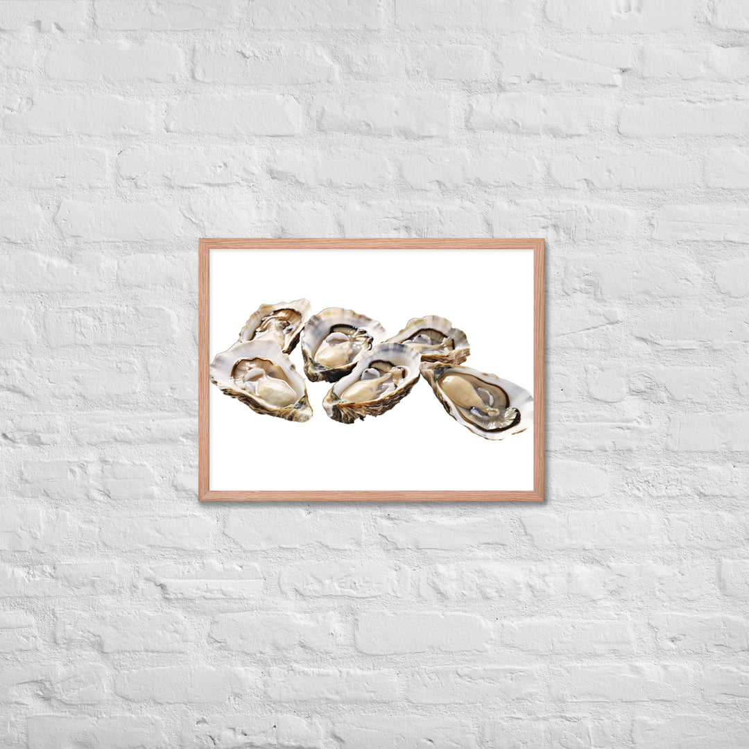 Fresh Raw Oysters Framed poster 🤤 from Yumify.AI