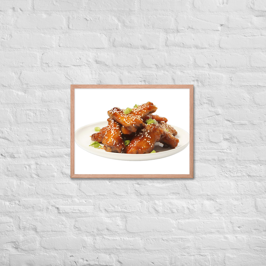 Teriyaki Glazed Chicken Wings Framed poster 🤤 from Yumify.AI