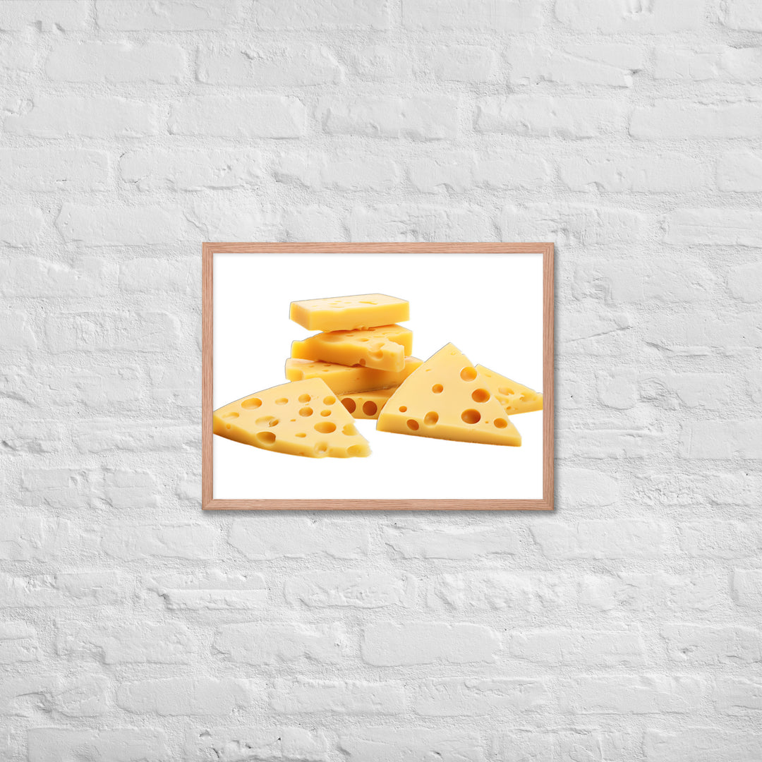 Swiss Cheese Slices Framed poster 🤤 from Yumify.AI