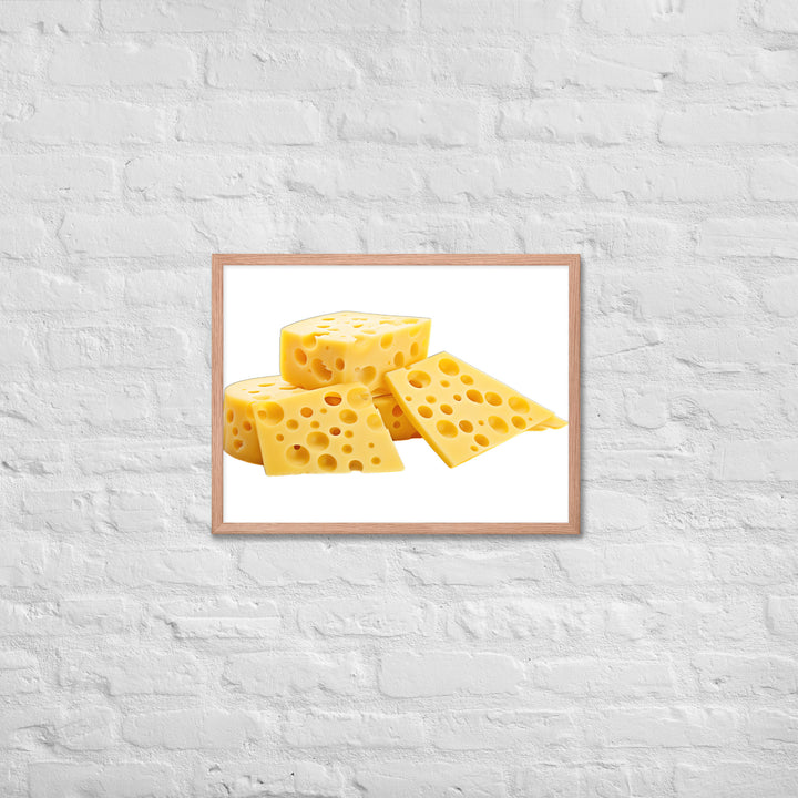 Swiss Cheese Slices Framed poster 🤤 from Yumify.AI