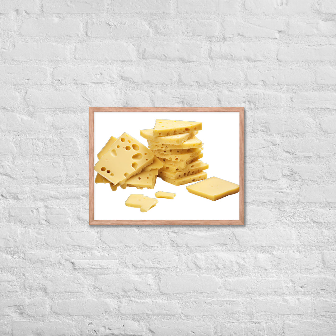 Swiss Cheese Slices Framed poster 🤤 from Yumify.AI